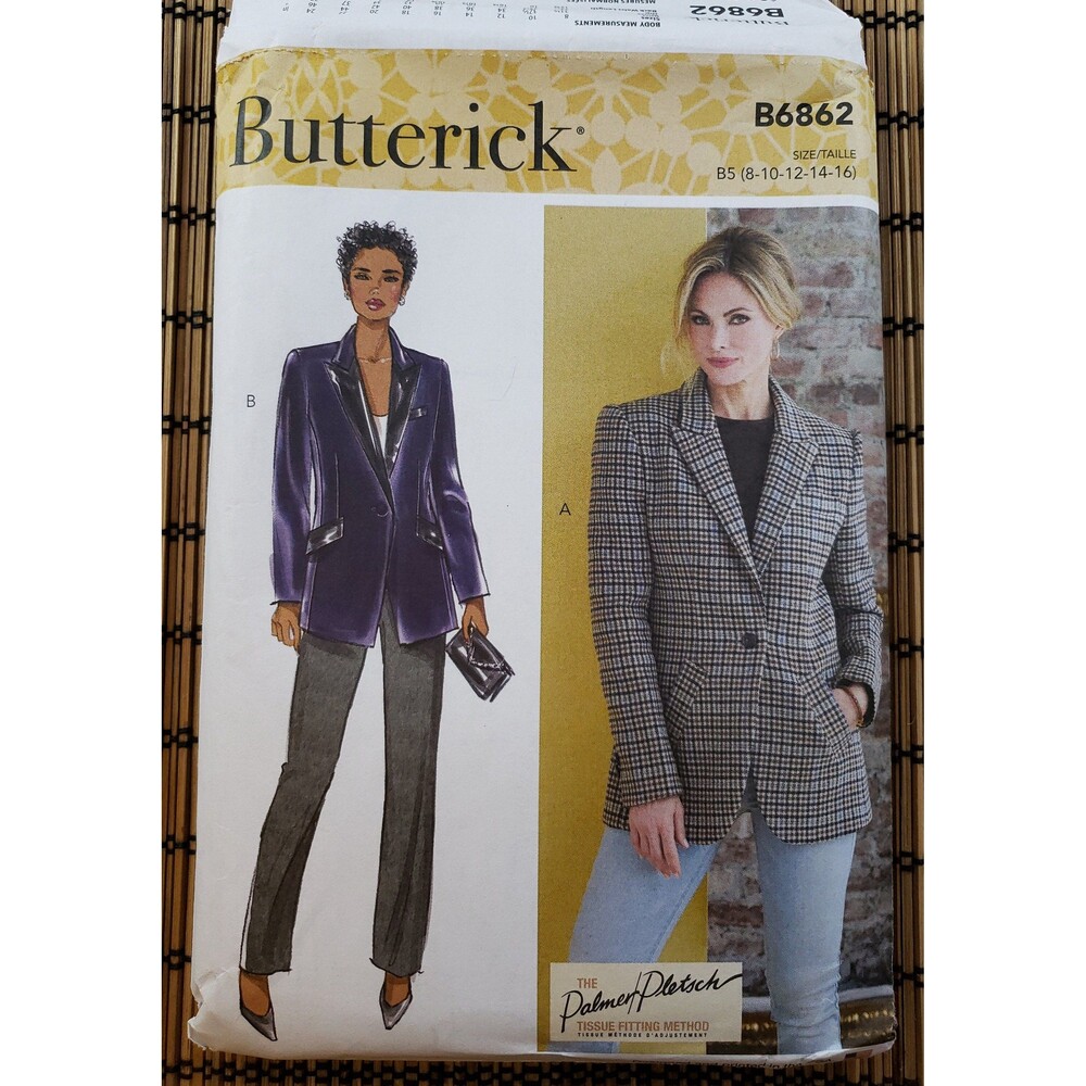 Misses Jacket Sewing Pattern Butterick B6862, Classic Blazer Structured Coat